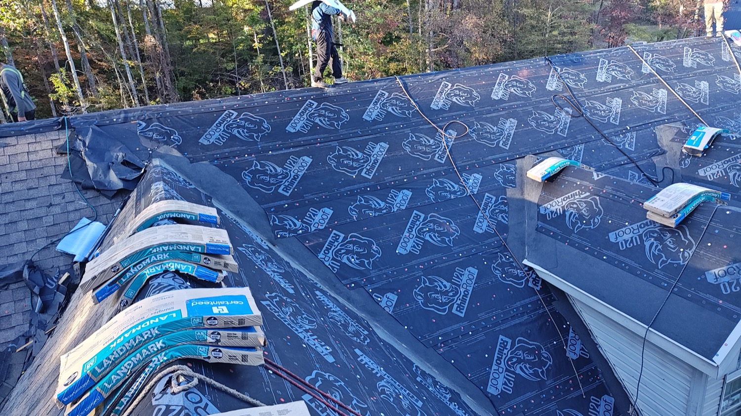 Close-up of shingle and flashing roof repair in Cincinnati